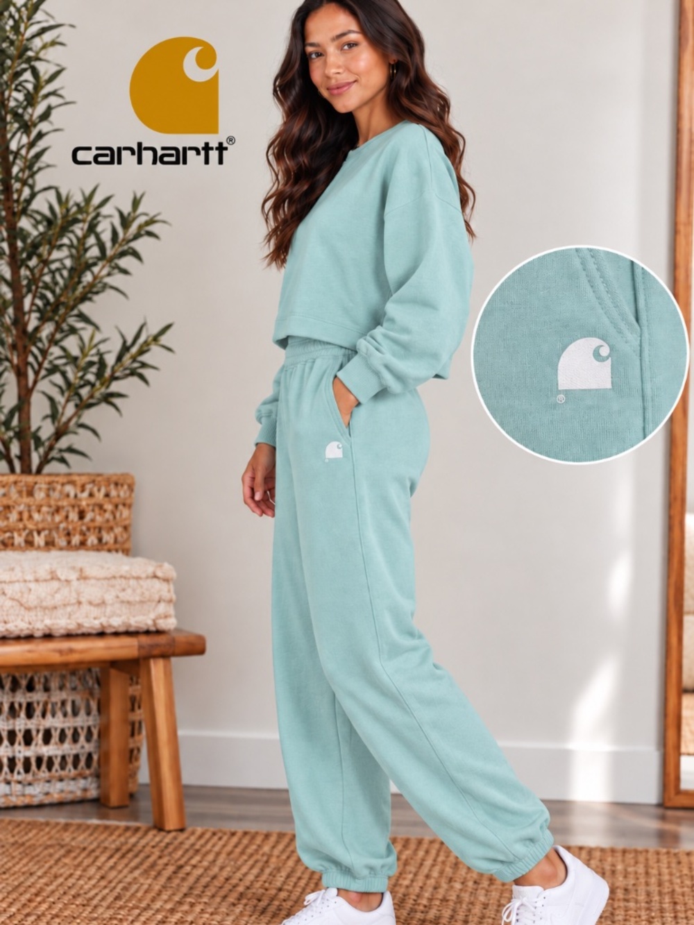Carhartt Relaxed Fit Fleece Jogger Sweatpants- Aqua/ Mint color
